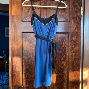 LOFT Blue and Black spaghetti strap dress